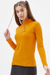 Women Mustard Highneck Full sleeves T-shirt
